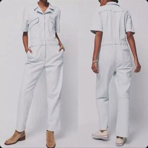 Faherty Blythe Short Sleeve Utility Jumpsuit Boiler Suit In Light Indigo Size S